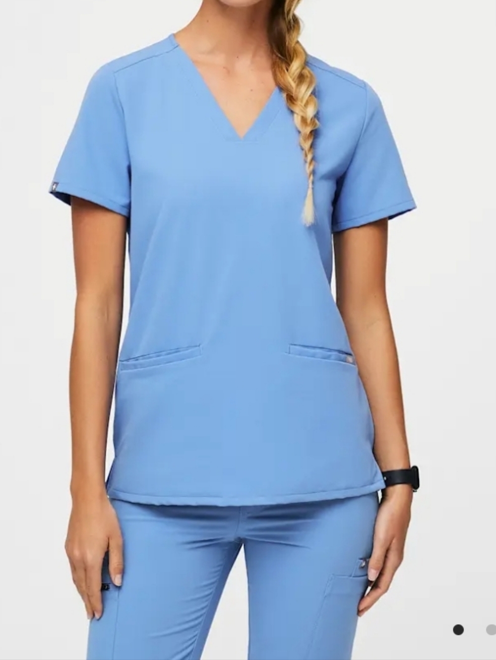 Set of Figs Scrub Top and Pants Ceil Blue, Top XS, Pants XS/Tall
